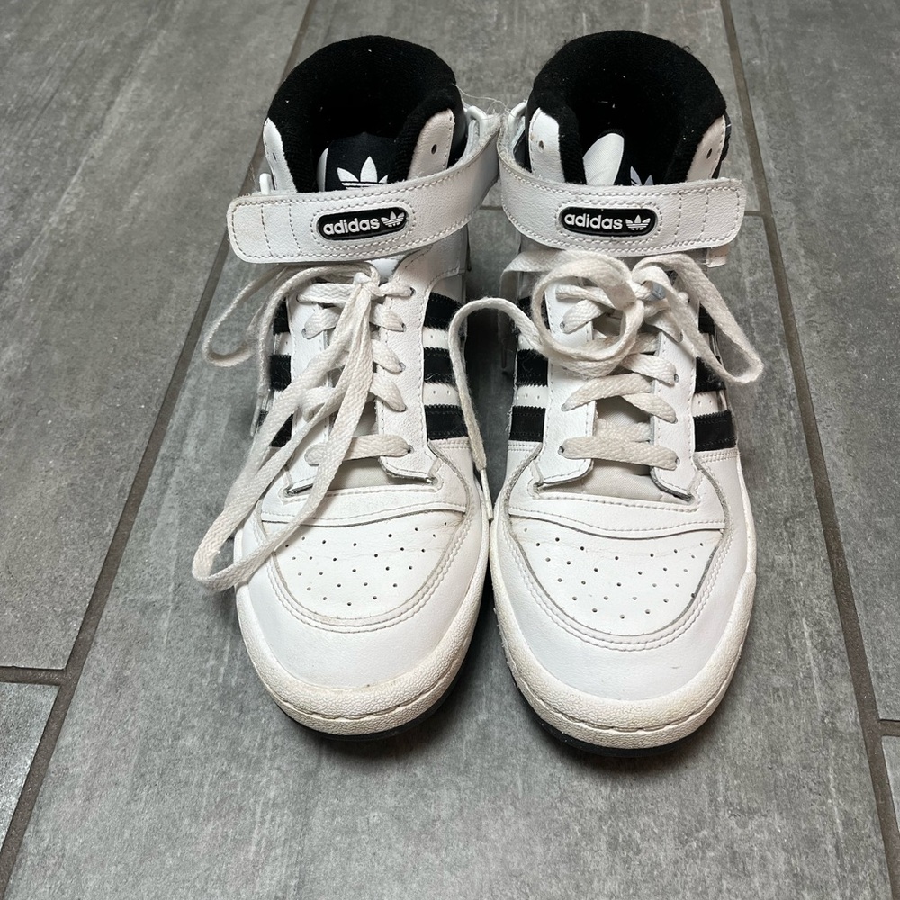 Adidas Black and White High-Top Sneakers